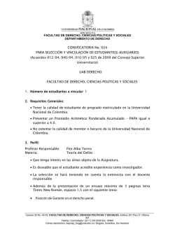 Convocatoria No. 024 de 2015 - Facultad de Derecho, Ciencias