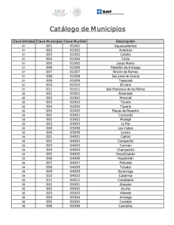Catálogo de municipios.