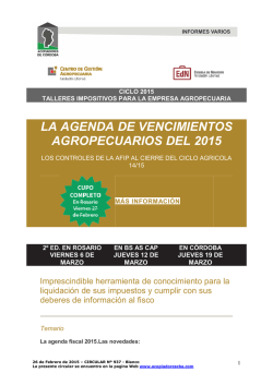 la agenda de vencimientos agropecuarios del 2015
