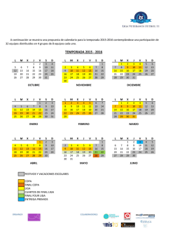 Calendario previsto - Liga Veteranos F11