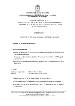 Convocatoria No. 025 de 2015 - Facultad de Derecho, Ciencias