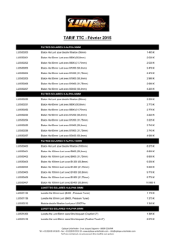 TARIF TTC - Février 2015