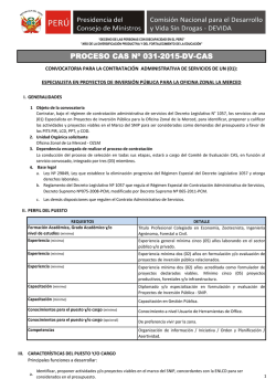 Convocatoria CAS N° 031- Bases de Perfil