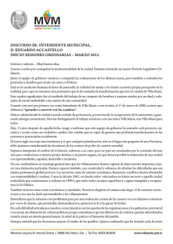 Discurso Apertura de las Sesiones Ordinarias Marzo 2015