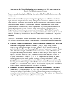 Statement on the Political Declaration on the occasion of the 20th