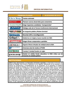 Síntesis Informativa - Auditoría Superior del Estado de Hidalgo