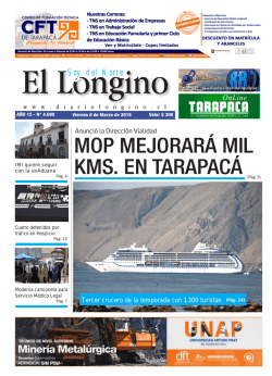 MOP MEJORARÁ MIL KMS. EN TARAPACÁ
