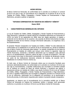 Aviso Oficial. Estudio comparativo de Tarjetas de Crédito y Débito