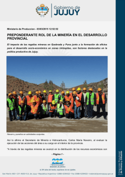 preponderante rol de la minería en el desarrollo provincial