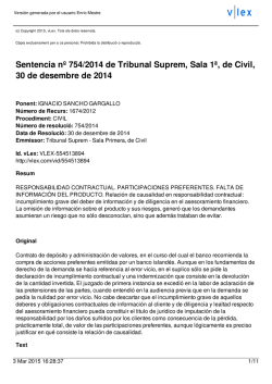 Sentencia nº 754/2014 de Tribunal Suprem, Sala 1ª, de Civil, 30 de