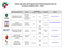Oferta educativa del Programa de Profesionalización para los