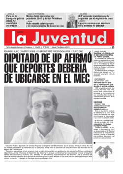 DIPUTADO DE UP AFIRMÓ QUE DEPORTES