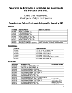 Códigos participantes - Dirección General de Calidad y Educación