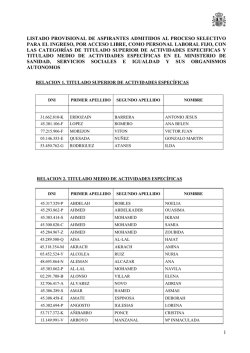 Listado provisional de aspirantes admitidos al proceso