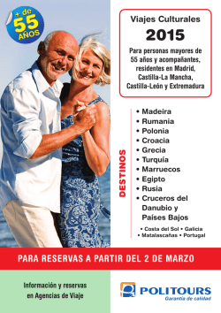 VIAJES CULTURALES 2015para mayores de 55 años