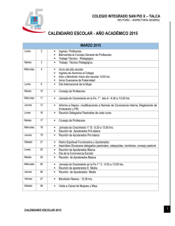 Calendario Escolar 2015 - Colegio Integrado San Pío X