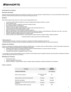 N&oacute;mina Banorte con Chequera Descripci&oacute;n del producto Cuenta de