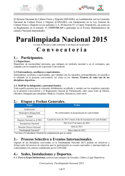 Convocatoria Paralimpiada Nacional 2015
