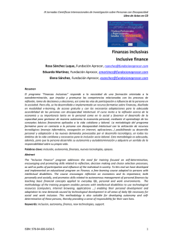 Finanzas inclusivas - IX Jornadas Científicas Internaciones de