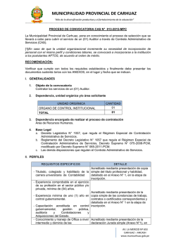 PROCESO DE CONVOCATORIA CAS N° 005-2015