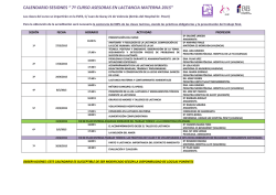 CALENDARIO SESIONES “ 7º CURSO ASESORAS EN