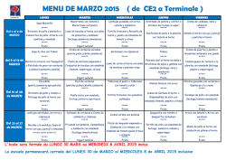 MENU DE MARZO 2015 ( de CE2 a Terminale ) - Ecole Bel-Air