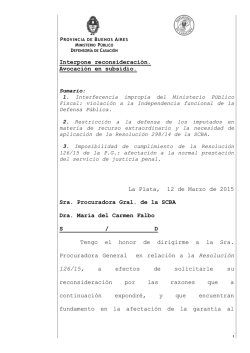 La Plata, de febrero de 2012 - Defensa Pública de la Provincia de