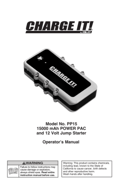 Operator`s Manual Model No. PP15 15000 mAh