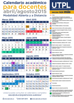 Calendario académico docentes abril - agosto 2015
