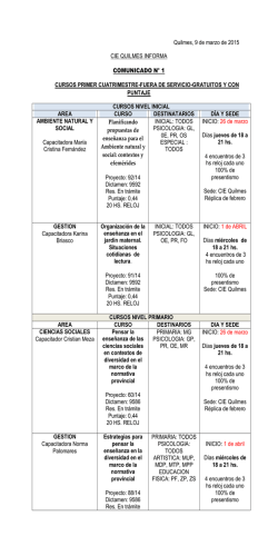 Comunicado Capacitaciones CIE Quilmes inicio Marzo