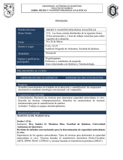 Curso: Micro y nanotecnologías analíticas | FACULTAD DE QUÍMICA
