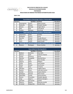 Sede: Lima Vacante Resultado 1 Cairampoma Castro Diana