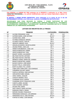 listado de inscritos en la tirada: n&ordm; tirador categor&iacute;a