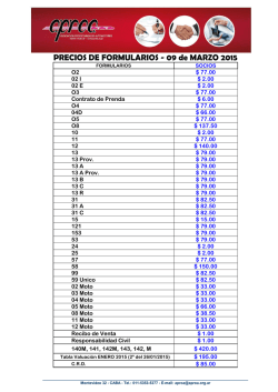 LISTADO DE PRECIOS – Enero 2009