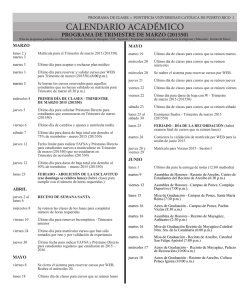 CALENDARIO ACADÉMICO - Pontificia Universidad Católica