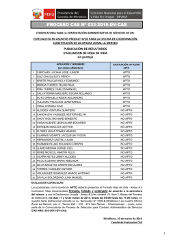 Resultado hoja de vida CAS N&deg; 033