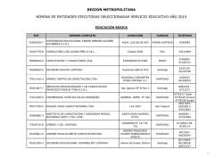 REGIÓN METROPOLITANA NÓMINA DE ENTIDADES