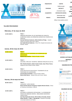 TALLERES PRECONGRESO Miércoles, 27 de mayo