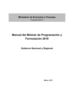 Manual del Módulo de Programación y Formulación 2016