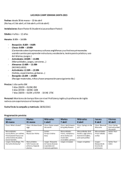 Programación prevista: Lunes 30 marzo Martes 31