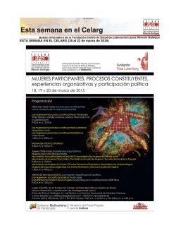 ESTA SEMANA EN EL CELARG (16 al 22 de marzo de 2015)