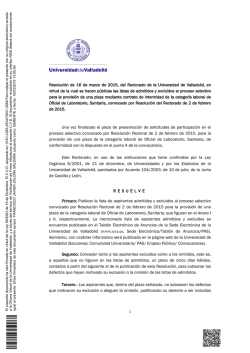 Resolución de 16 de marzo de 2015, del Rectorado de la