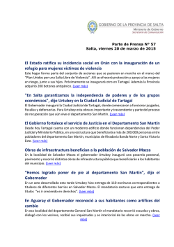 El Estado ratifica su incidencia social en Orán con la inauguración