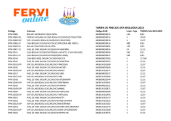 TARIFA DE PRECIOS (IVA INCLUIDO) 2015