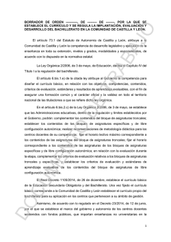 Borrador Orden Bachillerato CyL - Sindicato Trabajadores de la