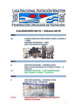 Calendario 2015-16 LNNM - Liga Nacional de Natación Master