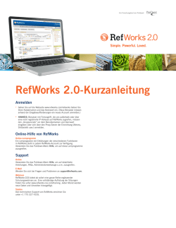 RefWorks 2.0-Kurzanleitung