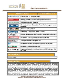 Síntesis Informativa - Auditoría Superior del Estado de Hidalgo