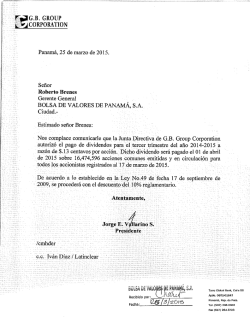 " ` EG.B. GROUP - Bolsa de Valores de Panamá