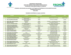 Resultados PROMUV 2015 - Universidad Veracruzana